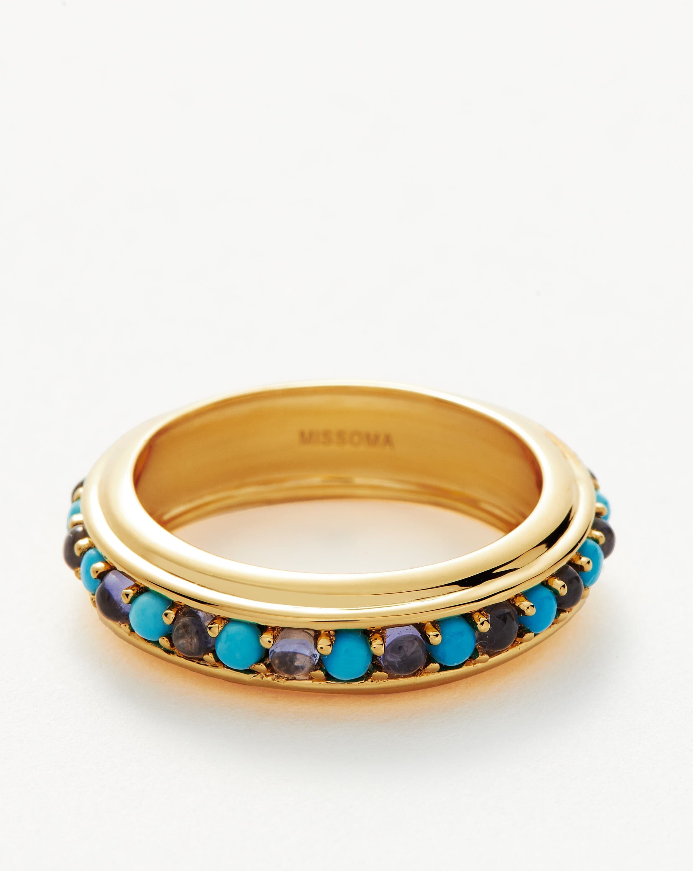 Hot Rox Gemstone Stacking Ring | 18k Gold Vermeil/Turquoise & Iolite