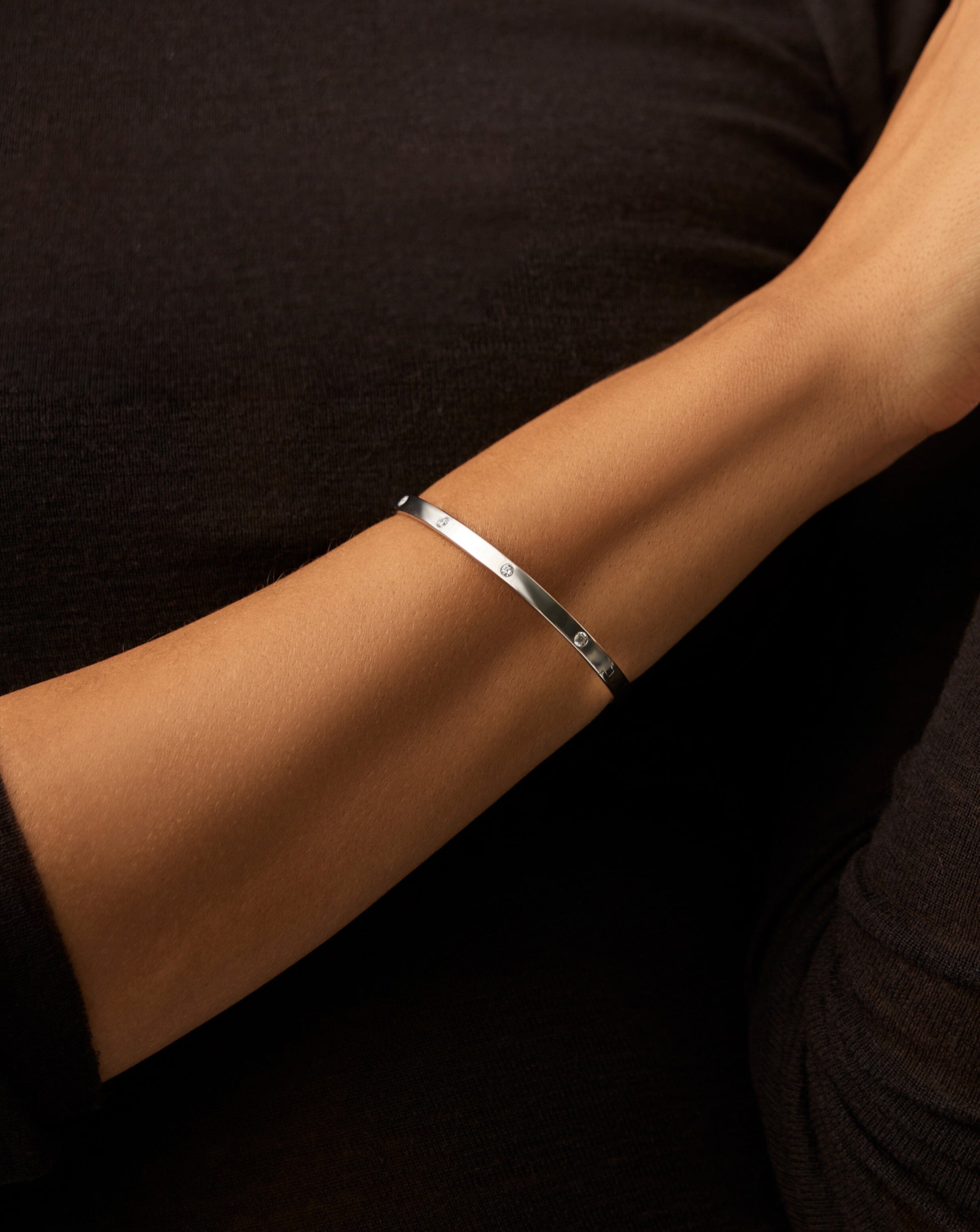 Interstellar Hinged Bangle | Sterling Silver/Cubic Zirconia