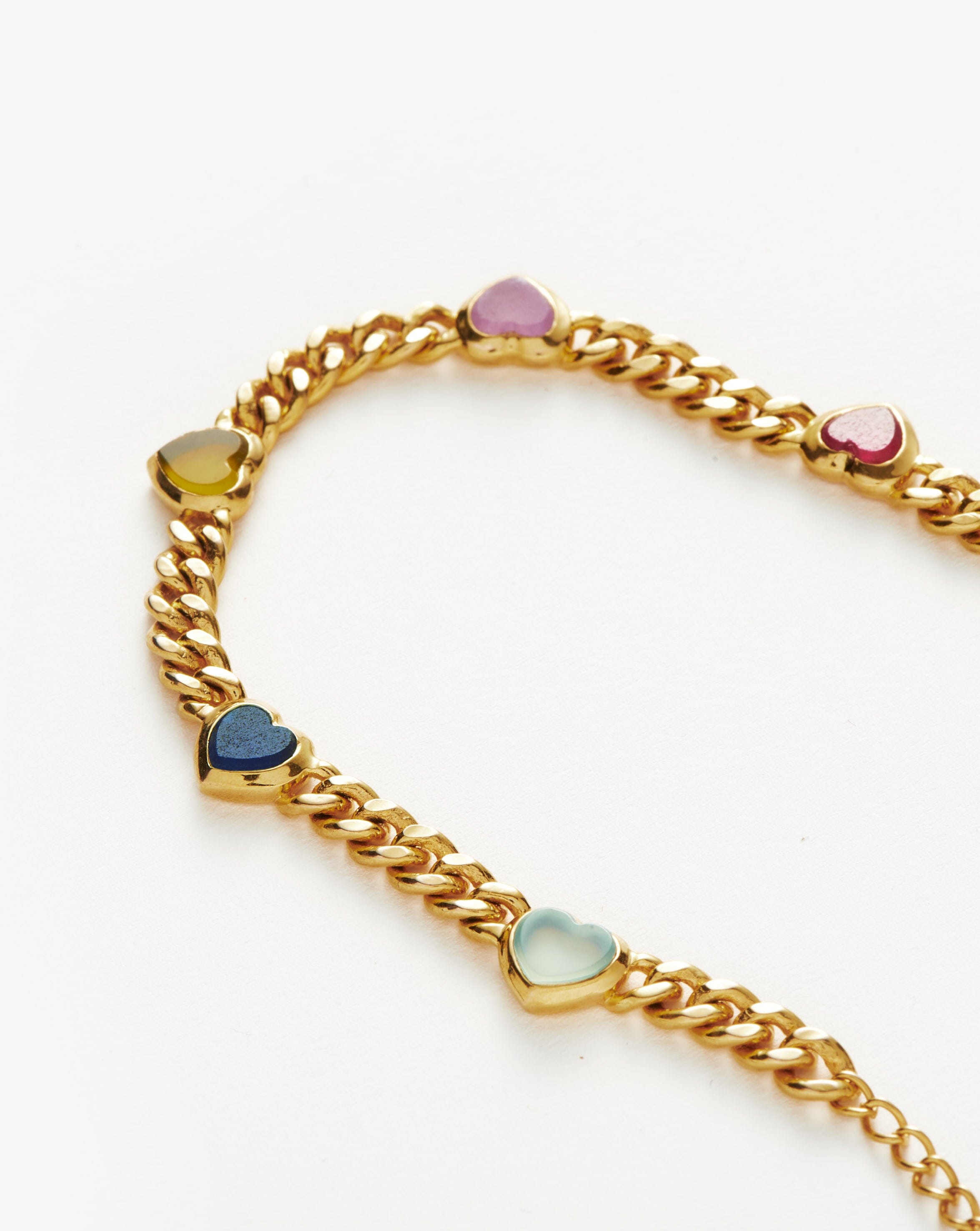 Jelly Heart Gemstone Charm Bracelet | 18k Gold Plated/Multi Quartz