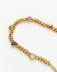 Jelly Heart Gemstone Charm Bracelet | 18k Gold Plated/Multi Quartz