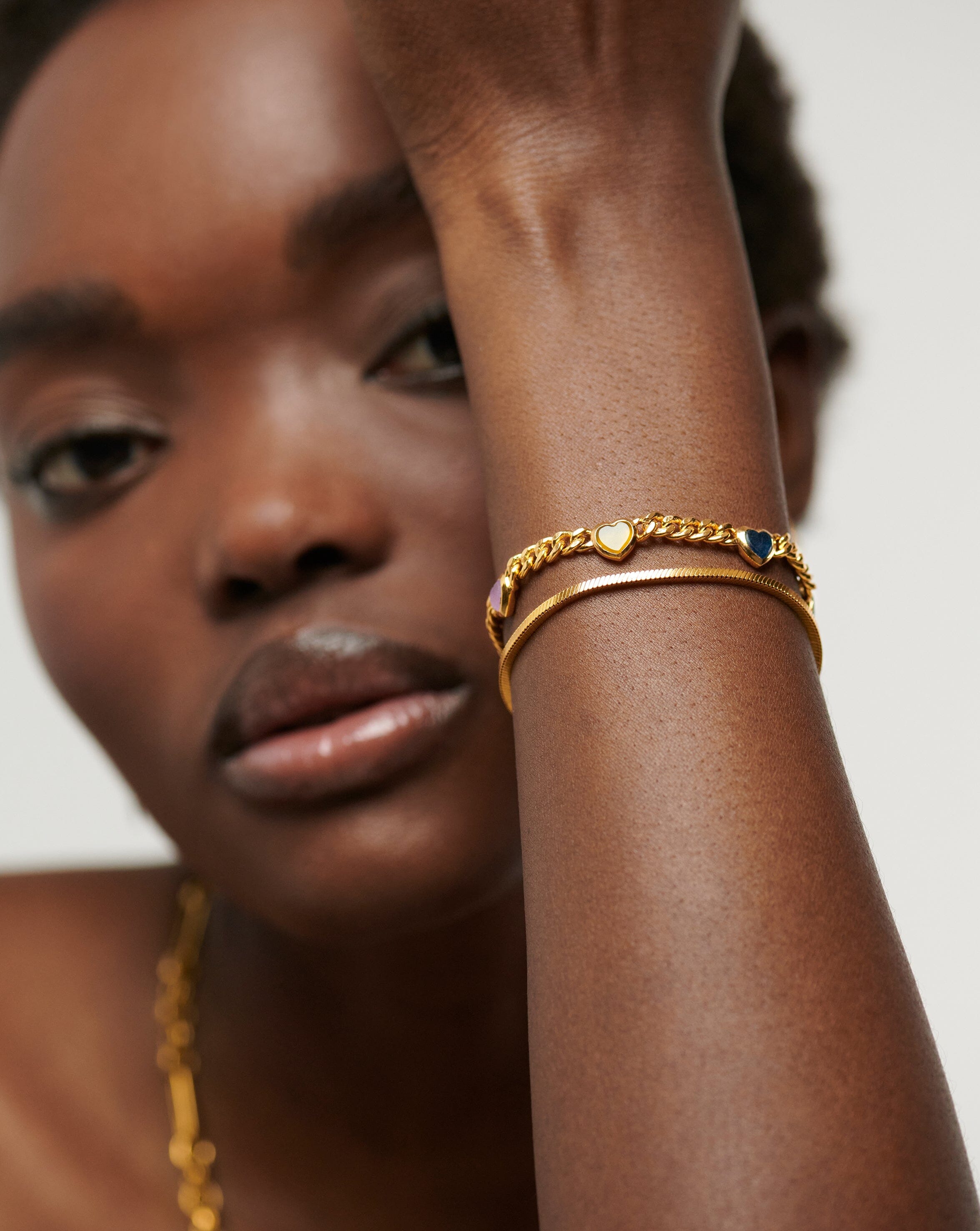 Jelly Heart Gemstone Charm Bracelet | 18k Gold Plated/Multi Quartz