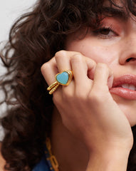 Jelly Heart Gemstone Ring | 18k Gold Plated/Aqua Chalcedony