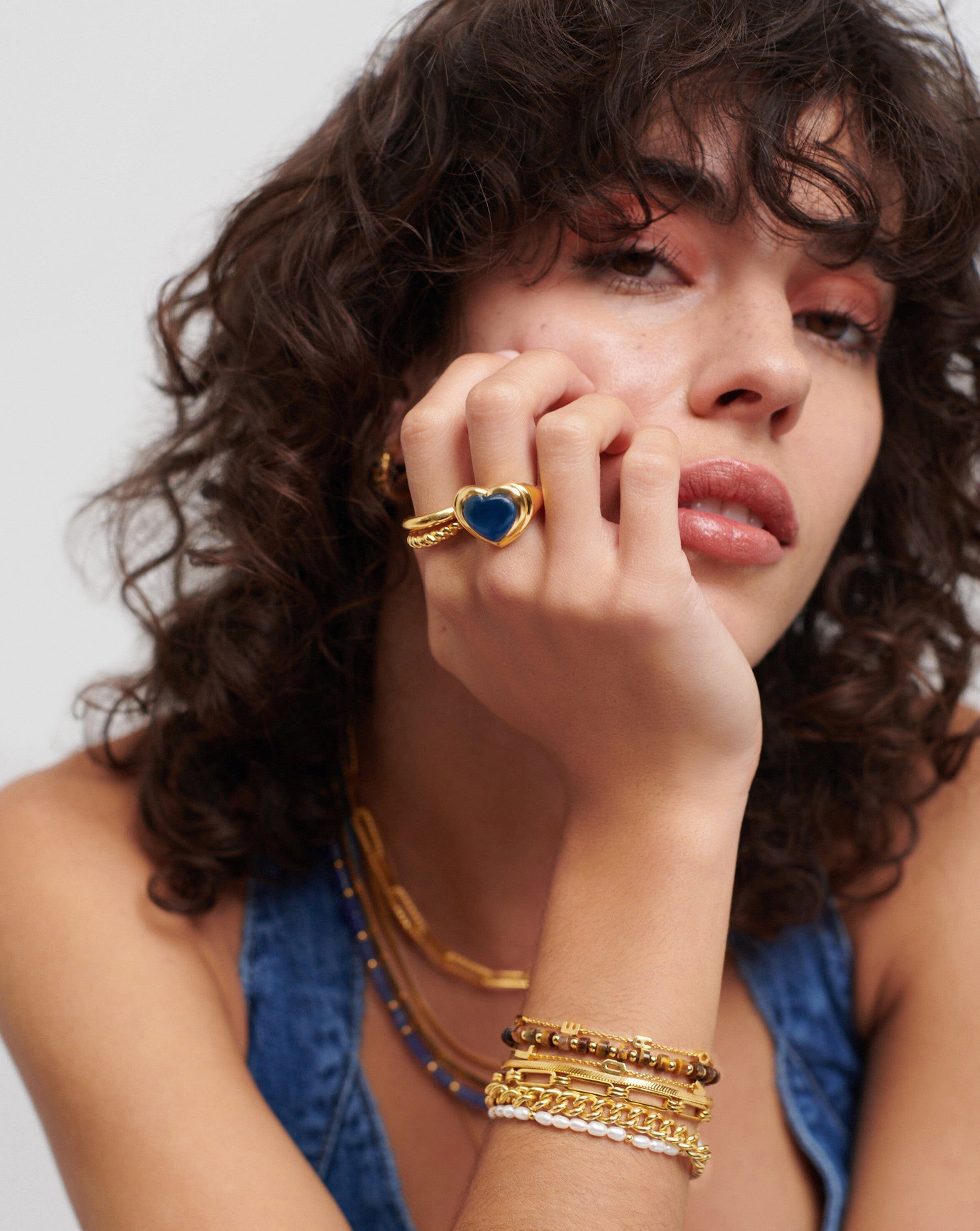 Jelly Heart Gemstone Ring | 18k Gold Plated/Blue Quartz