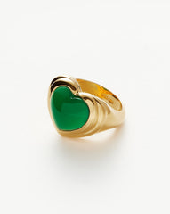 Jelly Heart Gemstone Ring | 18k Gold Plated/Green Chalcedony