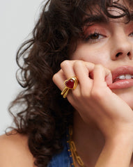 Jelly Heart Gemstone Ring | 18k Gold Plated/Pink Quartz