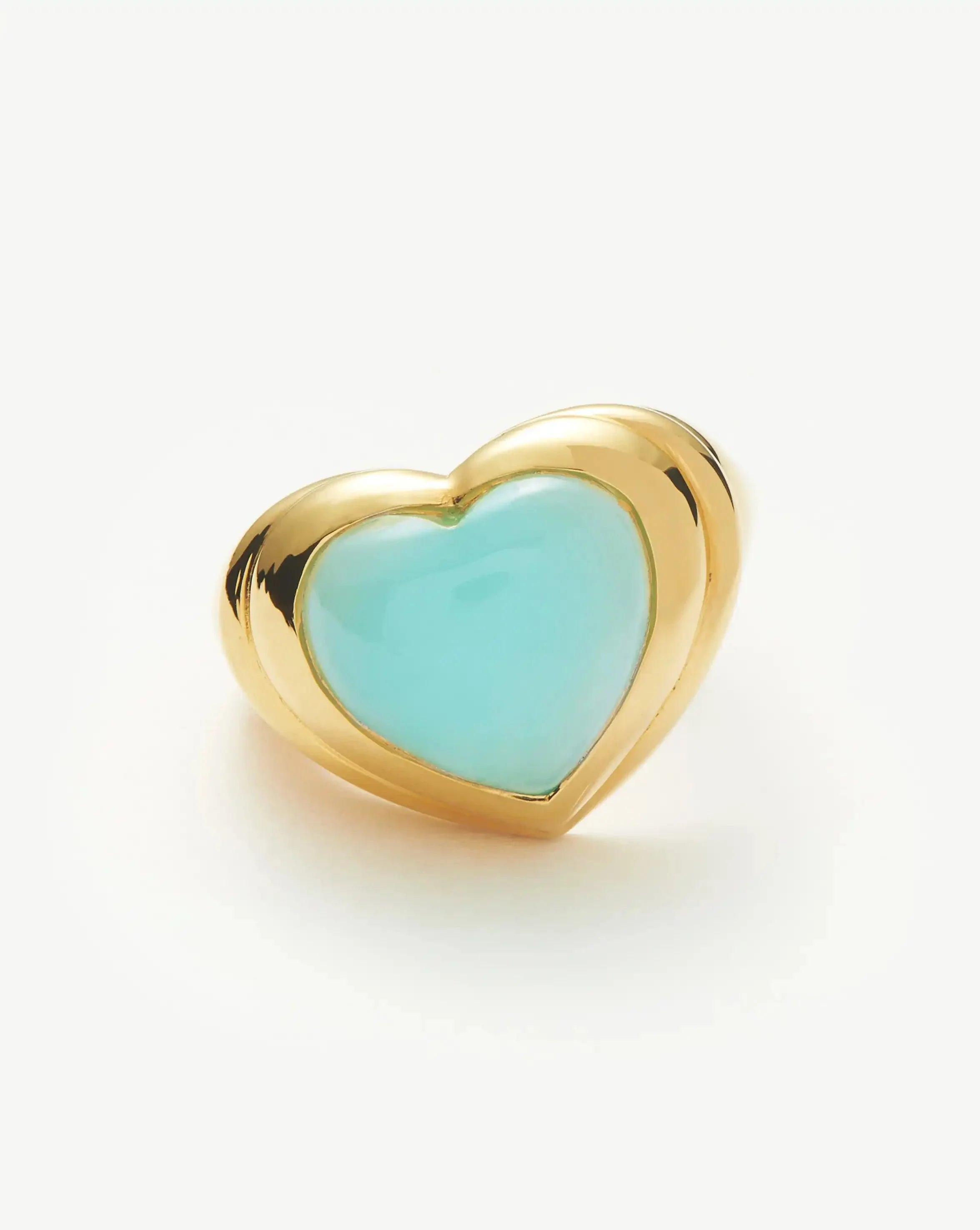 Jelly Heart Gemstone Ring | 18k Gold Plated/Aqua Chalcedony