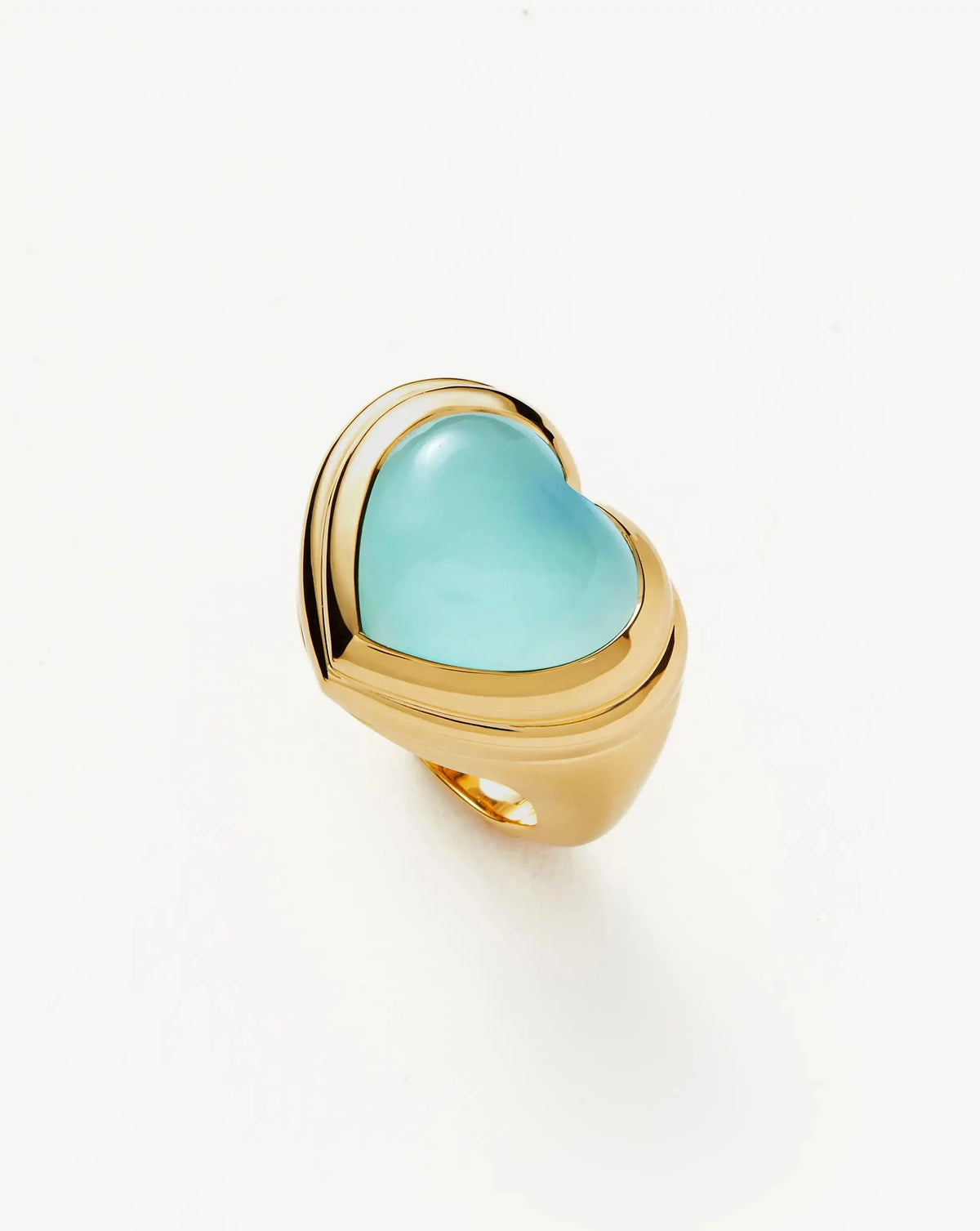 Jelly Heart Gemstone Ring | 18k Gold Plated/Aqua Chalcedony