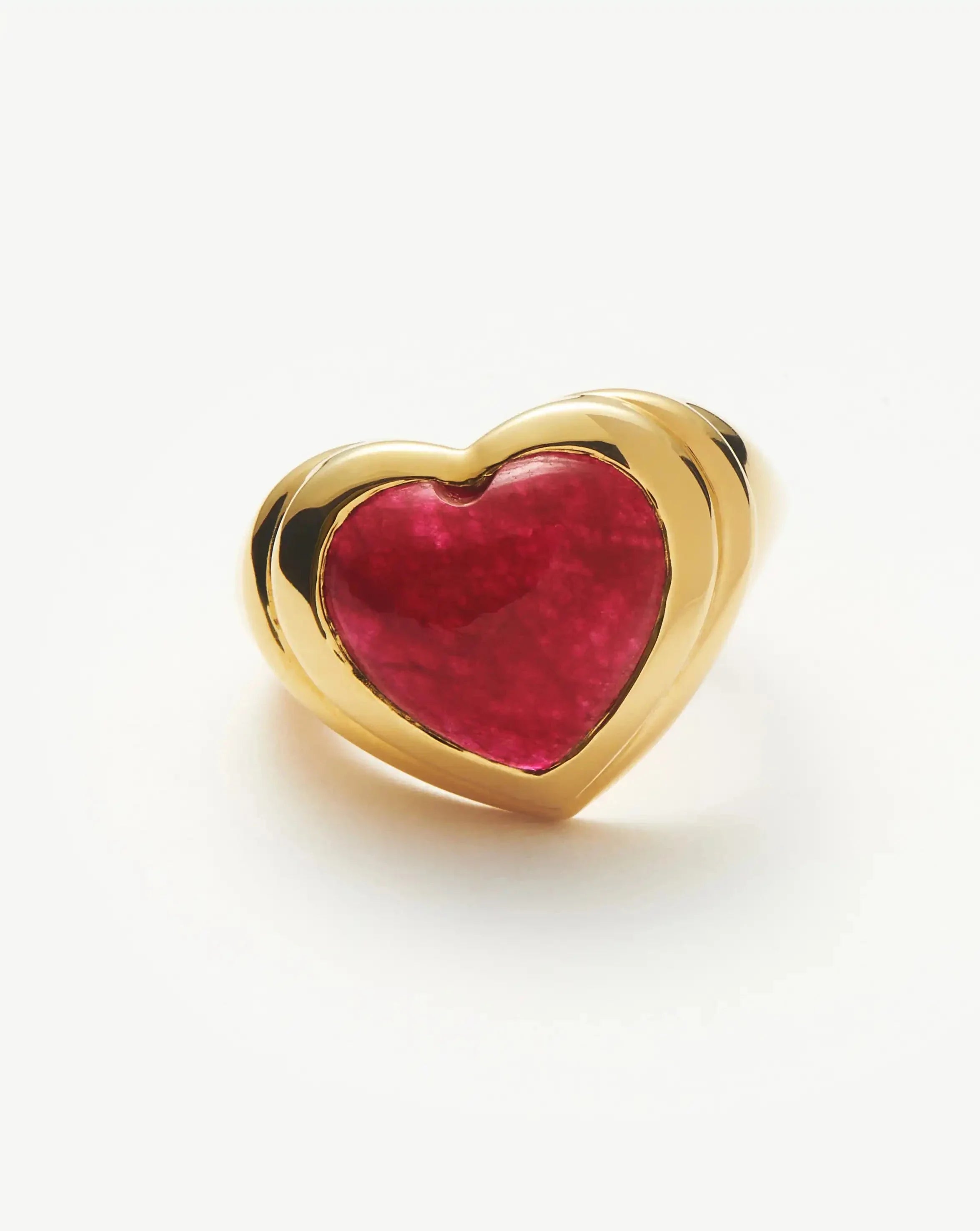 Jelly Heart Gemstone Ring | 18k Gold Plated/Pink Quartz