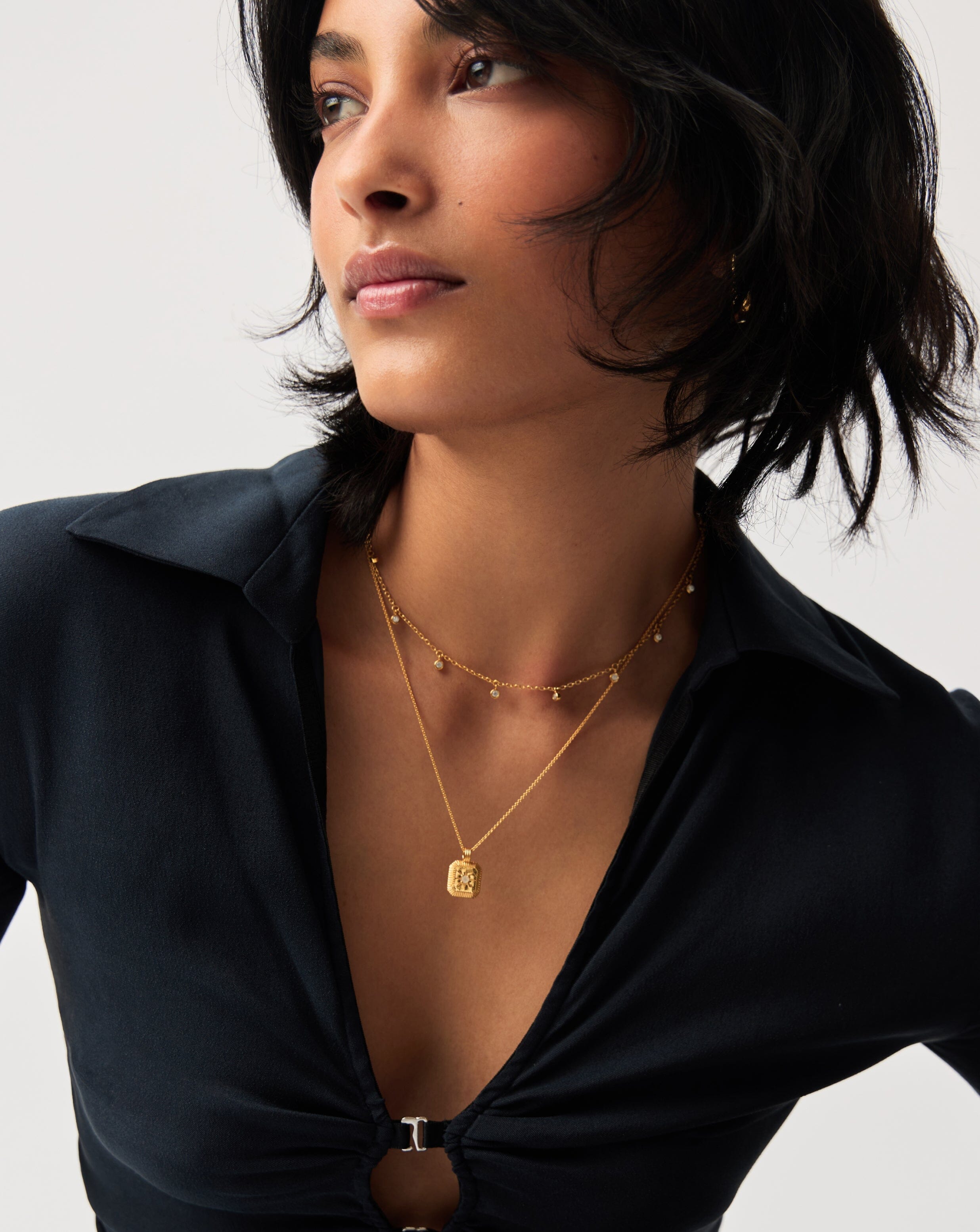 June Birthstone Pendant Necklace | 18k Gold Vermeil/Rainbow Moonstone