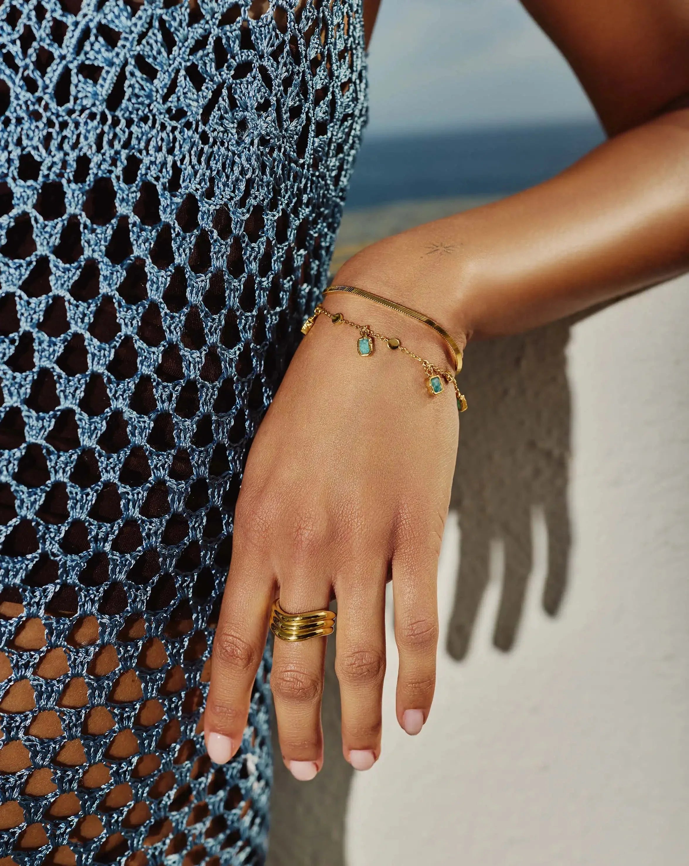 Lena Charm Bracelet | 18ct Gold Plated/Amazonite