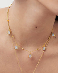 Lena Charm Choker | 18k Gold Vermeil/Rainbow Moonstone