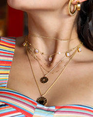 Lena Charm Choker | 18k Gold Plated/Rhodochrosite