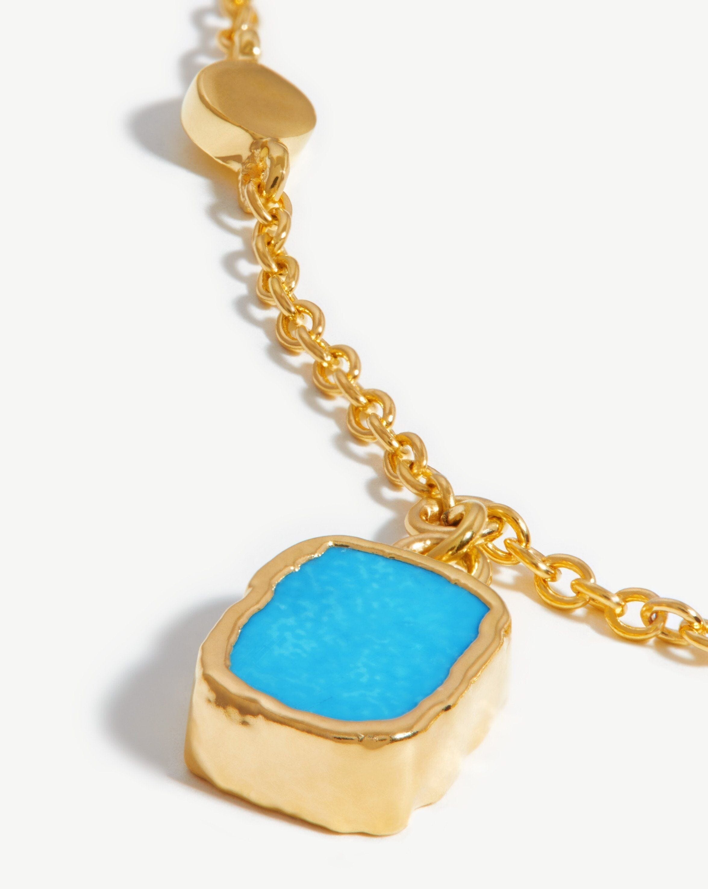 Lena Charm Choker | 18k Gold Plated/Turquoise