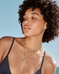 Lena Charm Choker | 18k Gold Plated/Amazonite