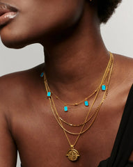Lena Charm Choker | 18k Gold Plated/Turquoise
