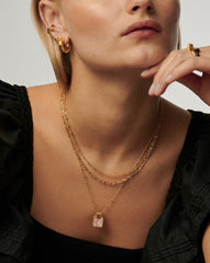 Lena Charm Necklace | 18k Gold Plated/Rhodochrosite