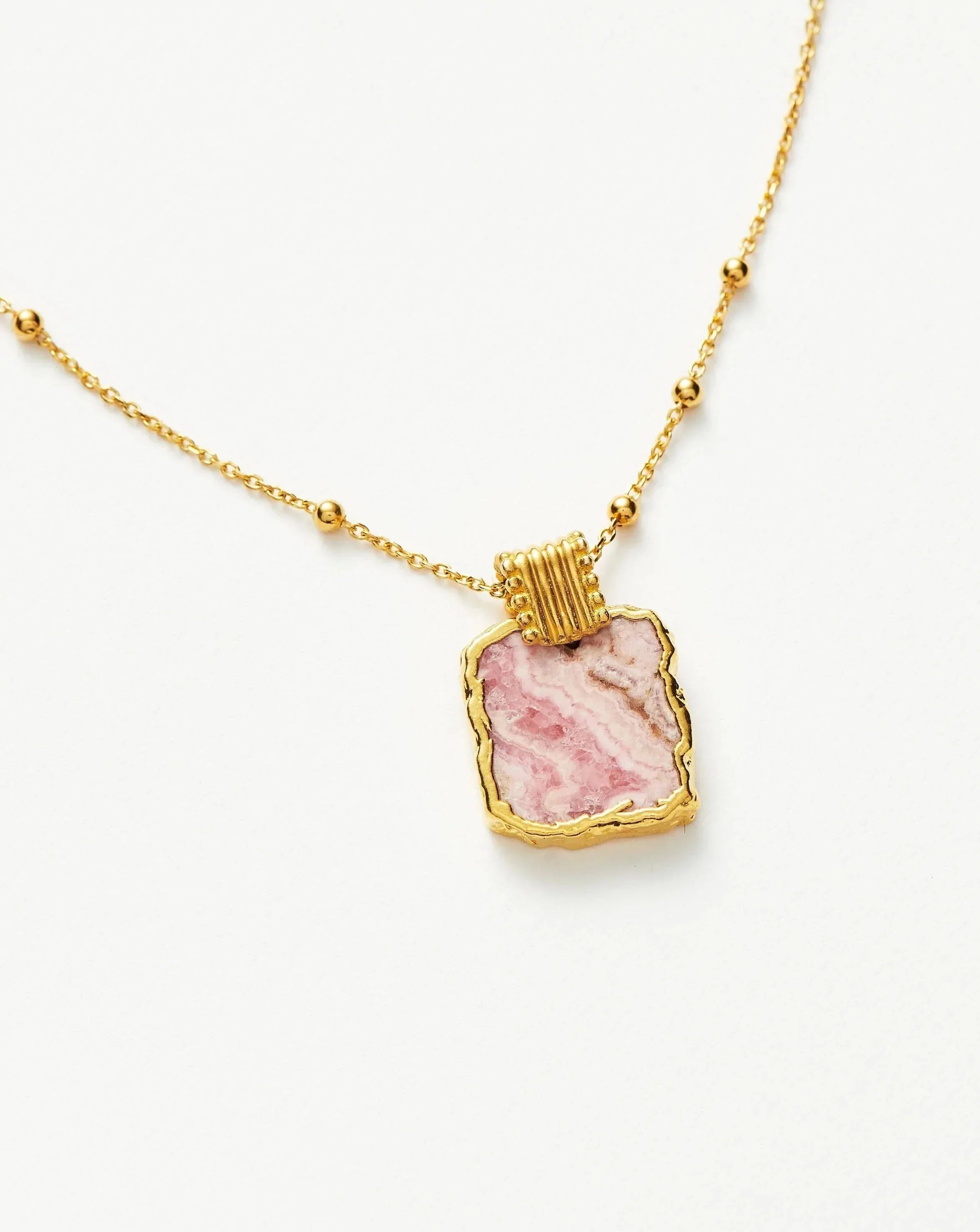 Lena Charm Necklace | 18k Gold Plated/Rhodochrosite