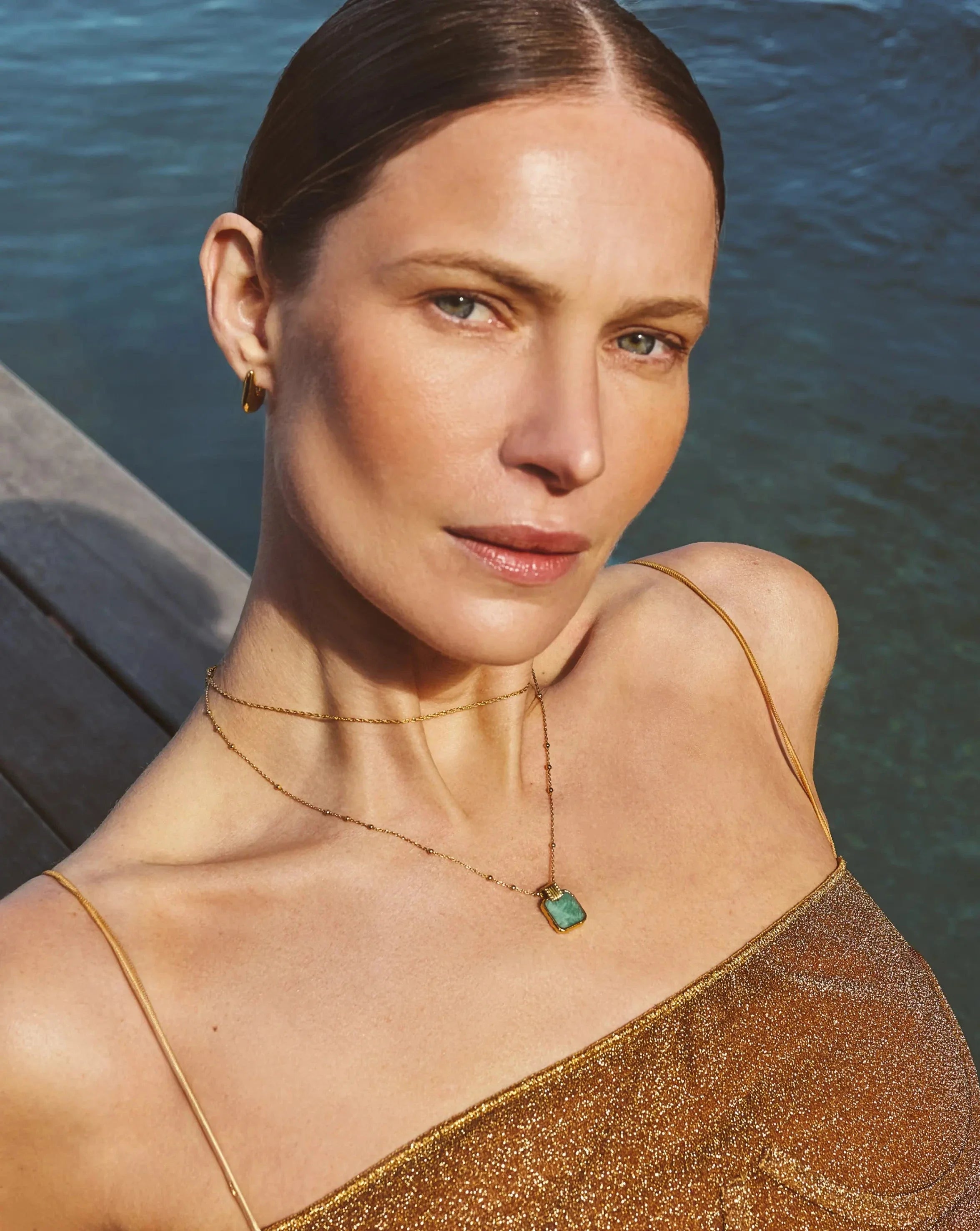 Lena Charm Necklace | 18k Gold Plated/Amazonite