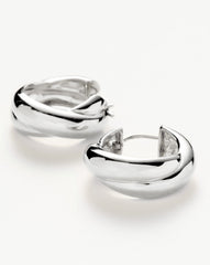 Lucy Williams Chunky Medium Entwine Hoop Earrings | Silver Plated