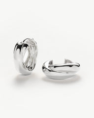 Lucy Williams Chunky Medium Entwine Hoop Earrings | Silver Plated