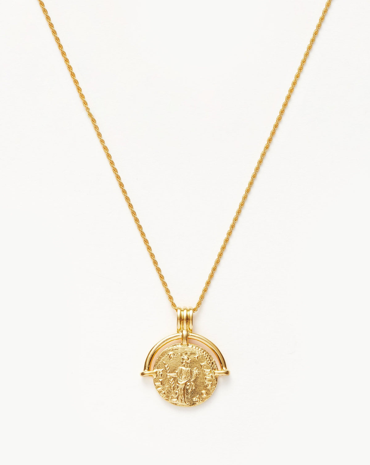 Lucy Williams Medium Engravable Roman Arc Coin Necklace | 18k Gold Plated