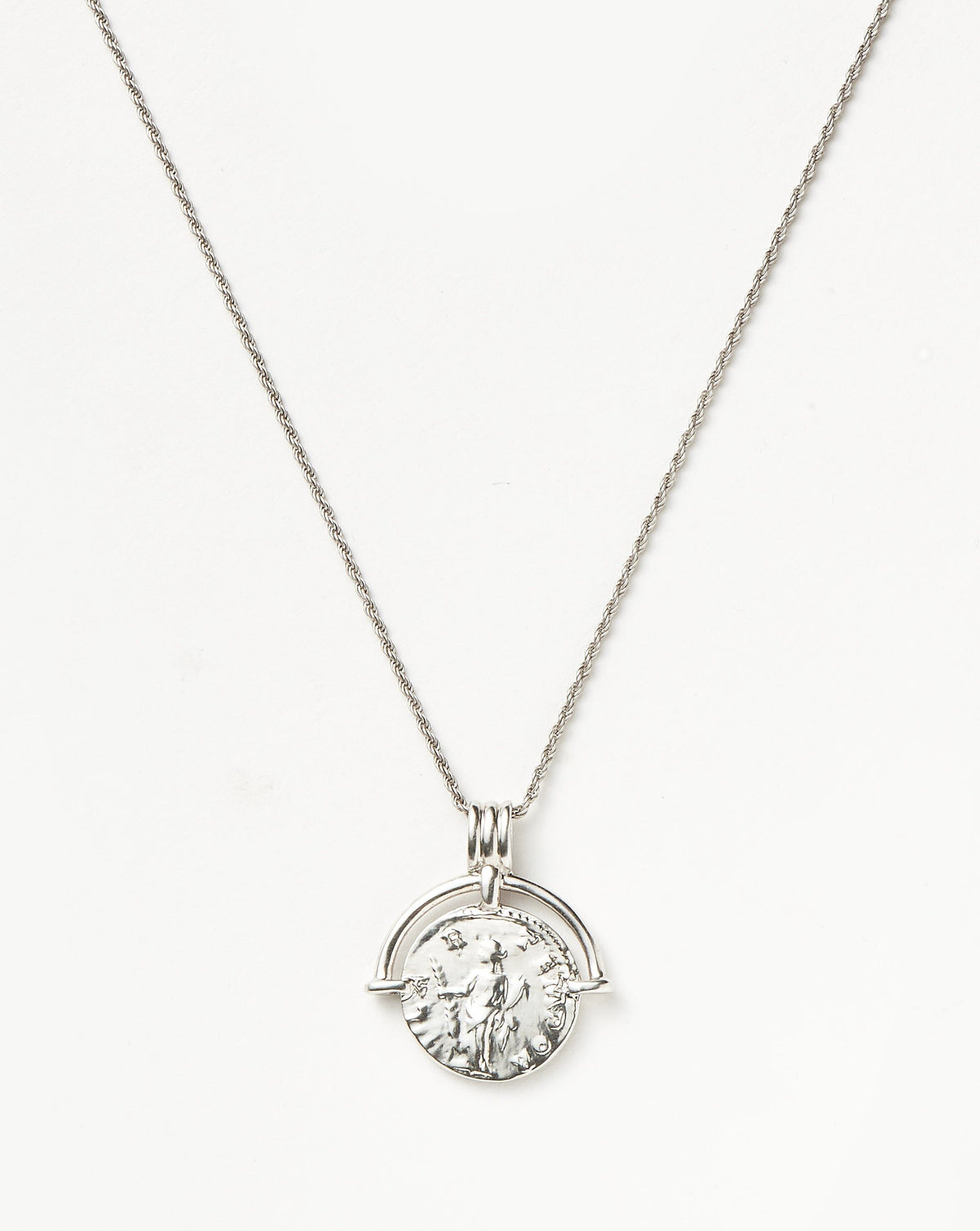 Lucy Williams Medium Engravable Roman Arc Coin Necklace | Silver Plated