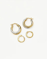 Lucy Williams Entwine Hoop Earrings & Pave Huggies Set | Mixed Metal / 18k Gold Vermeil
