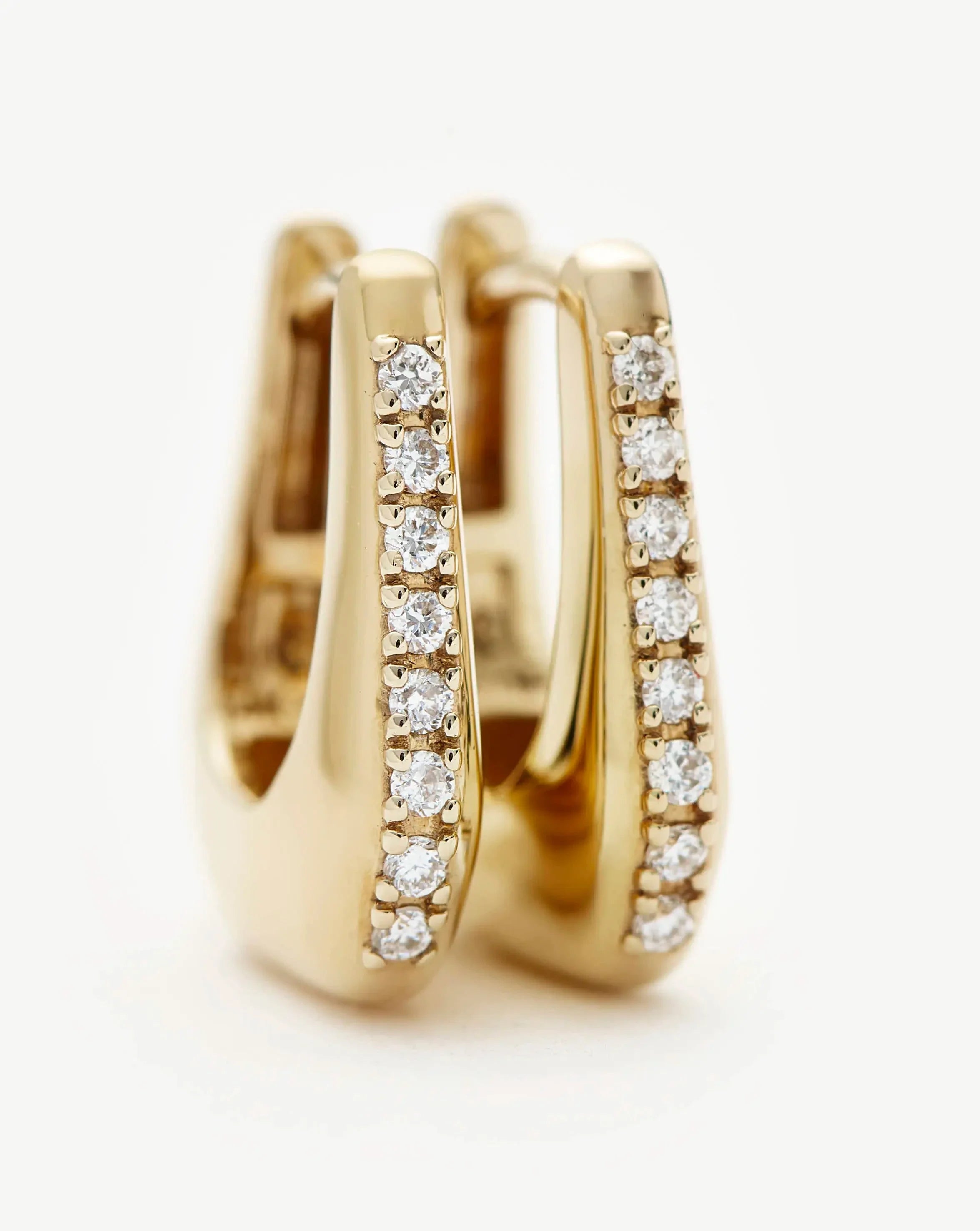 Lucy Williams Fine Diamond Arco Huggies | 14k Solid Gold