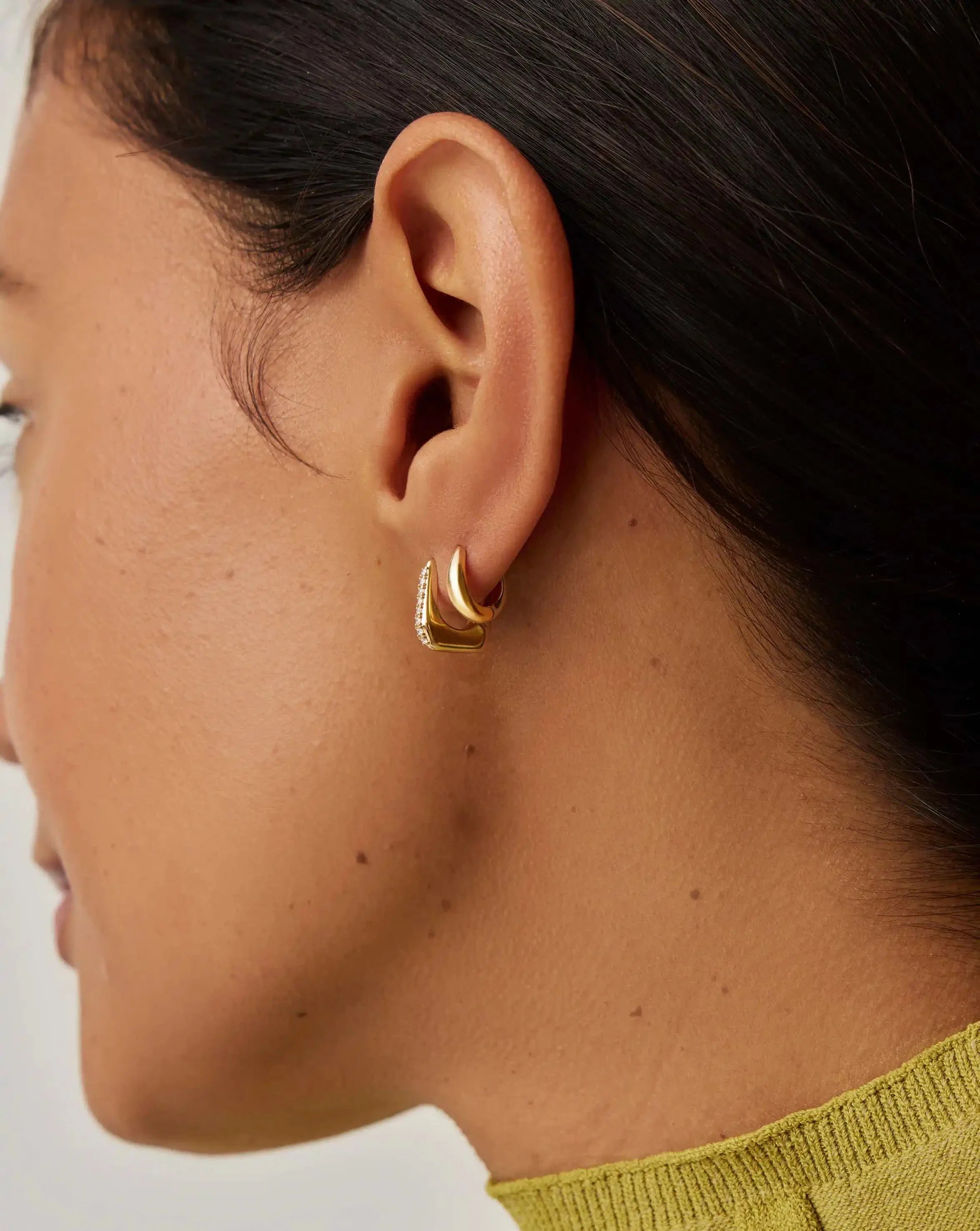 Lucy Williams Fine Diamond Arco Huggies | 14k Solid Gold