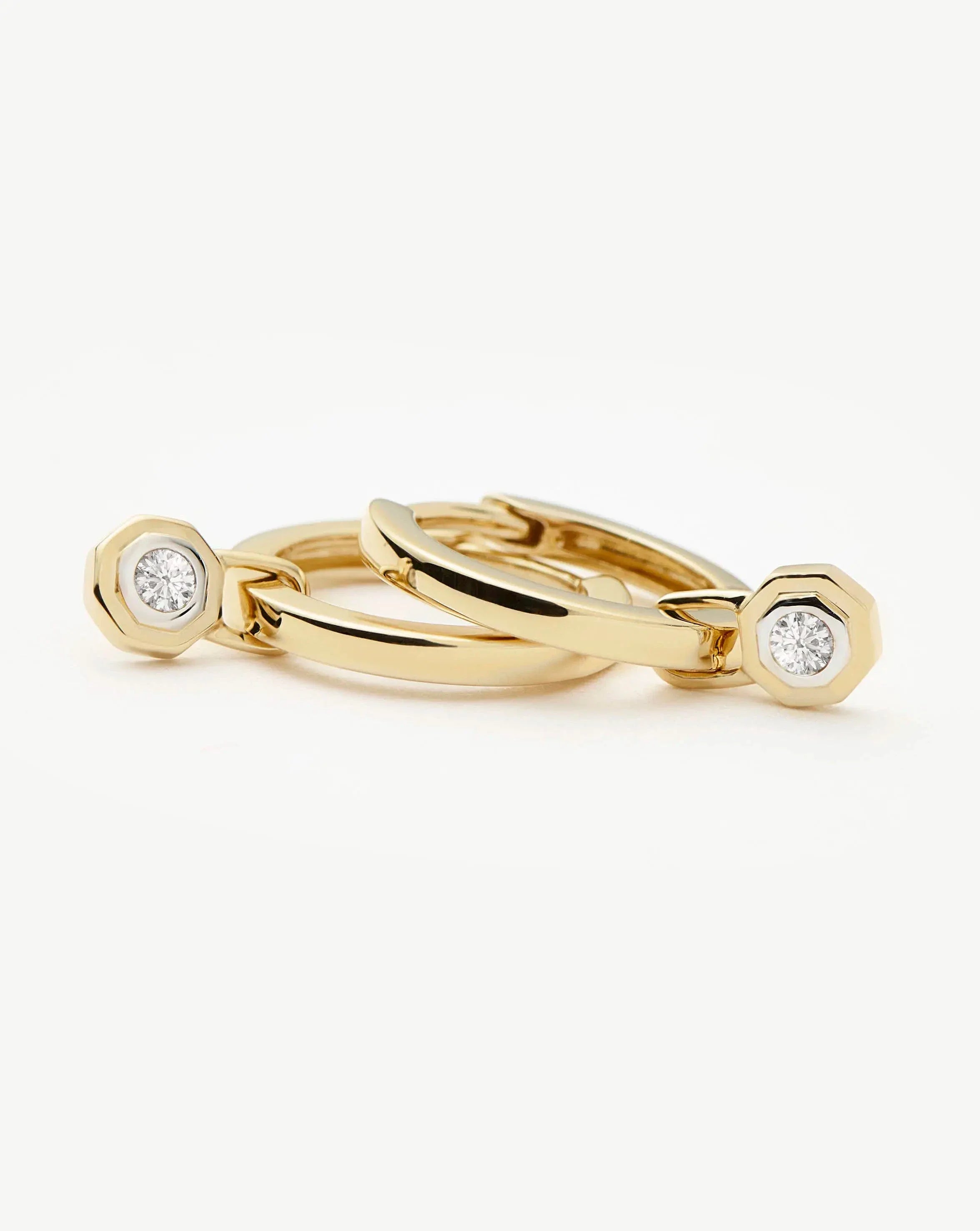 Lucy Williams Fine Diamond Drop Huggies | 14k Solid Gold