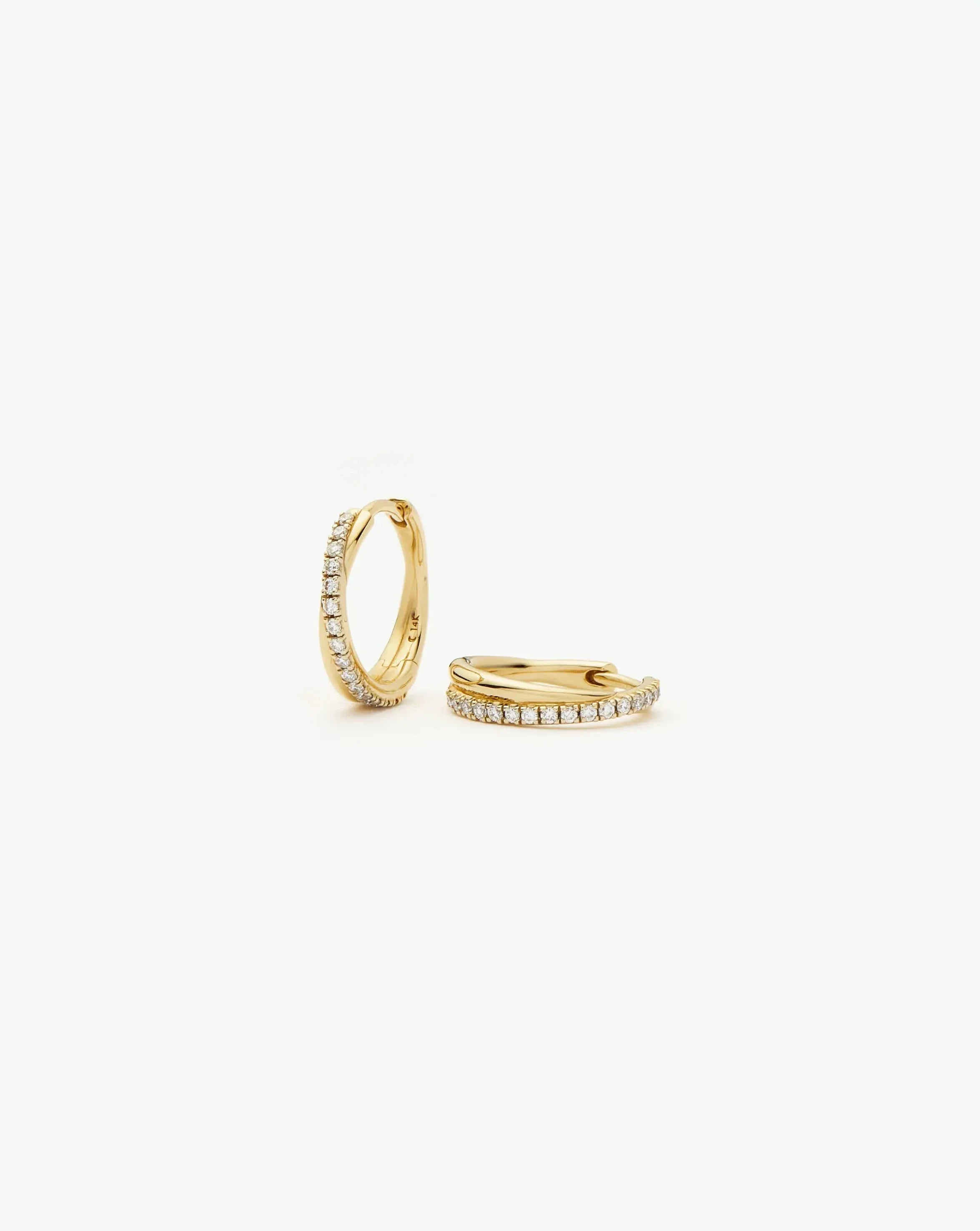 Lucy Williams Fine Diamond Entwine Huggies | 14k Solid Gold