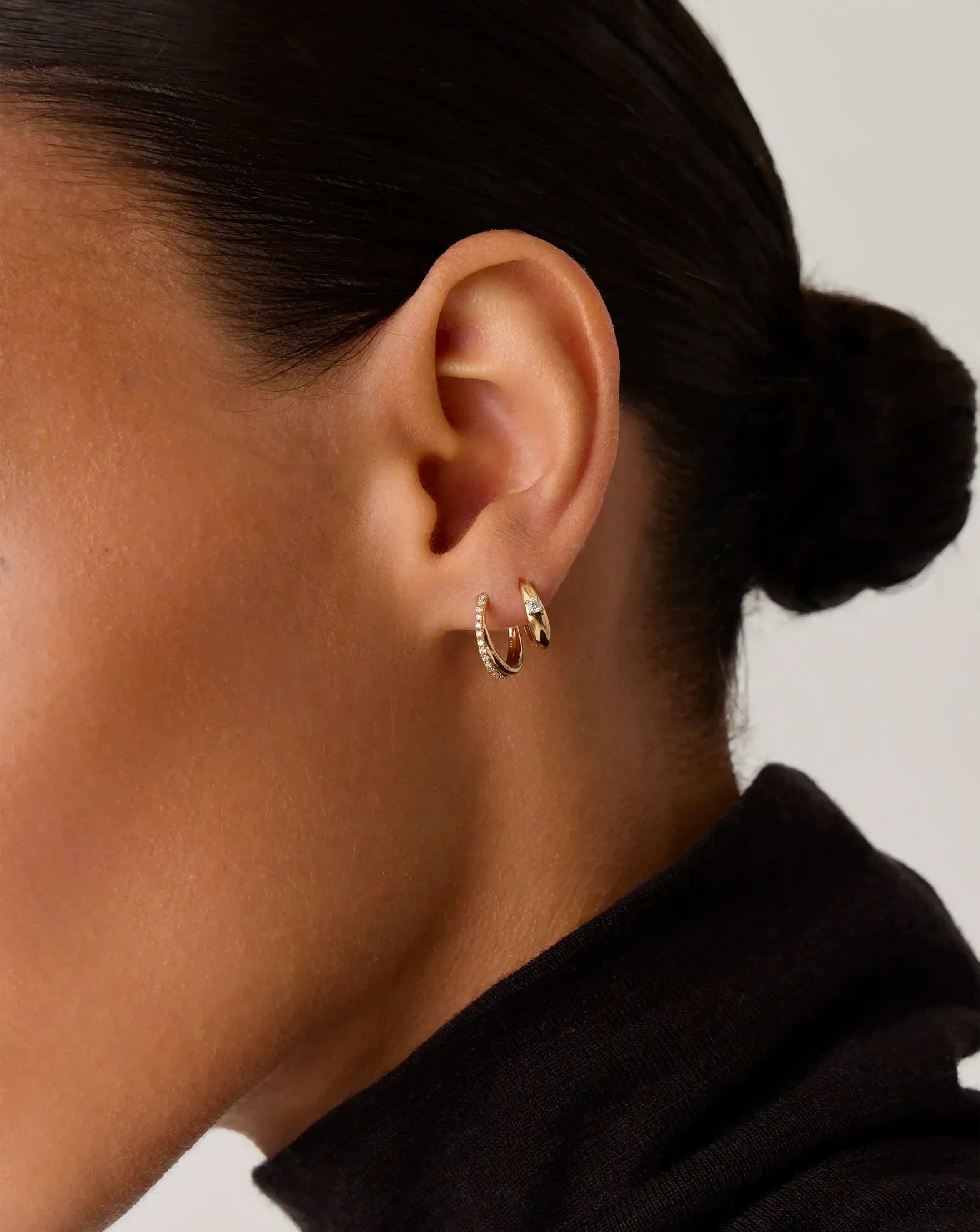 Lucy Williams Fine Diamond Entwine Huggies | 14k Solid Gold