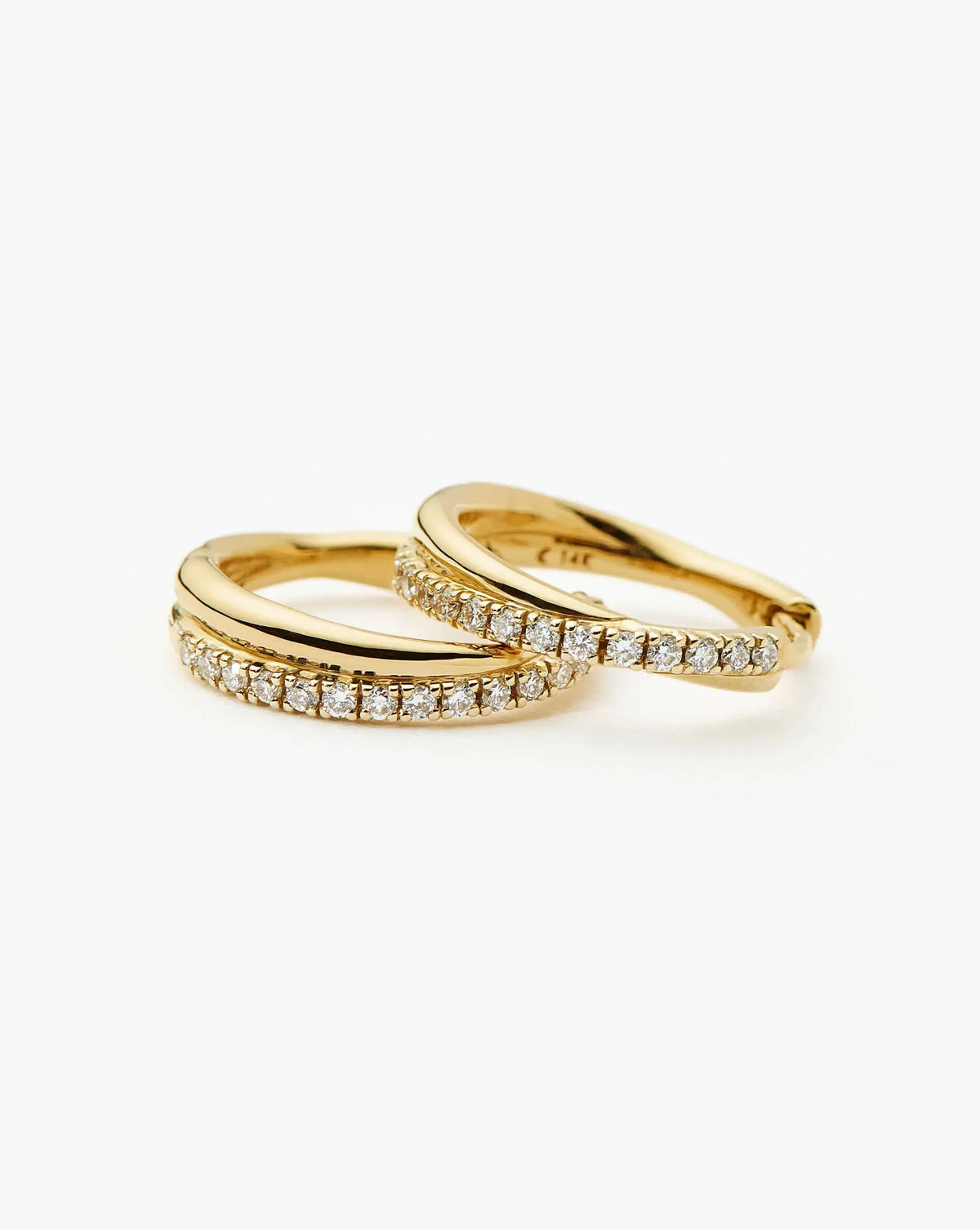 Lucy Williams Fine Diamond Entwine Huggies | 14k Solid Gold