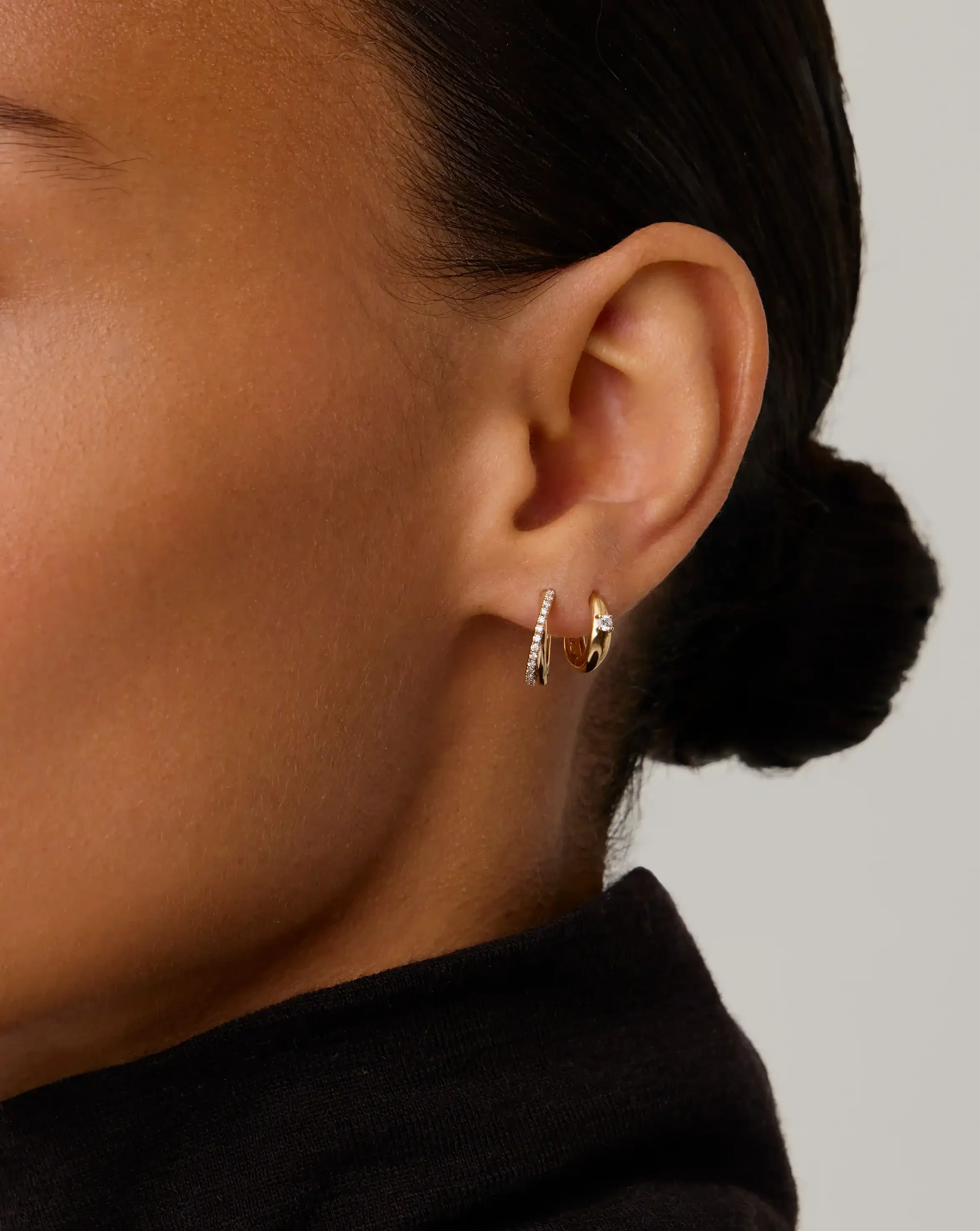 Lucy Williams Fine Diamond Entwine Huggies | 14k Solid Gold