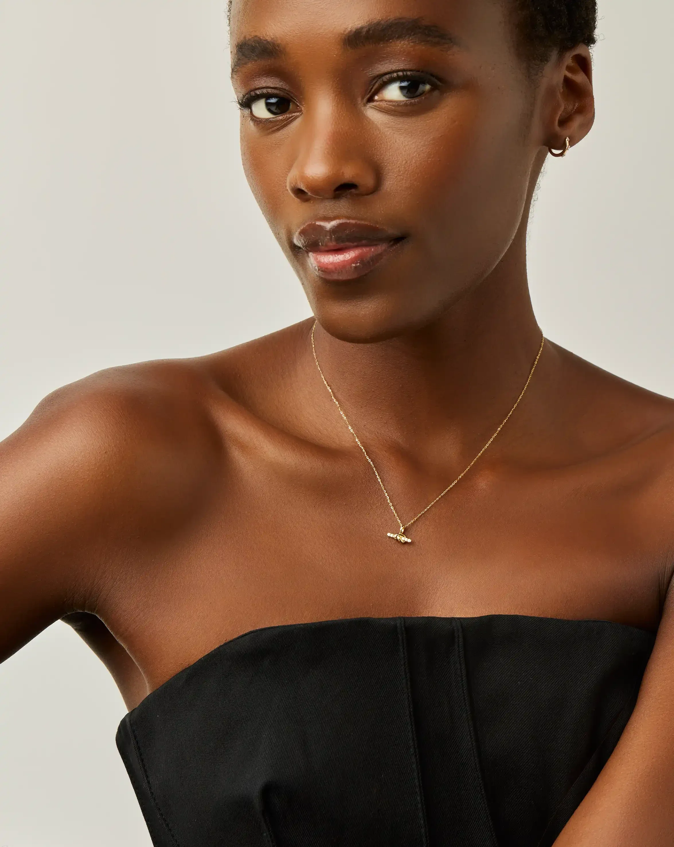 Lucy Williams Fine Diamond T-Bar Pendant Necklace | 14k Solid Gold