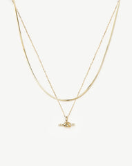 Lucy Williams Fine Diamond T-Bar & Square Snake Necklace Set | 14k Solid Gold