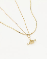 Lucy Williams Fine Diamond T-Bar & Square Snake Necklace Set | 14k Solid Gold