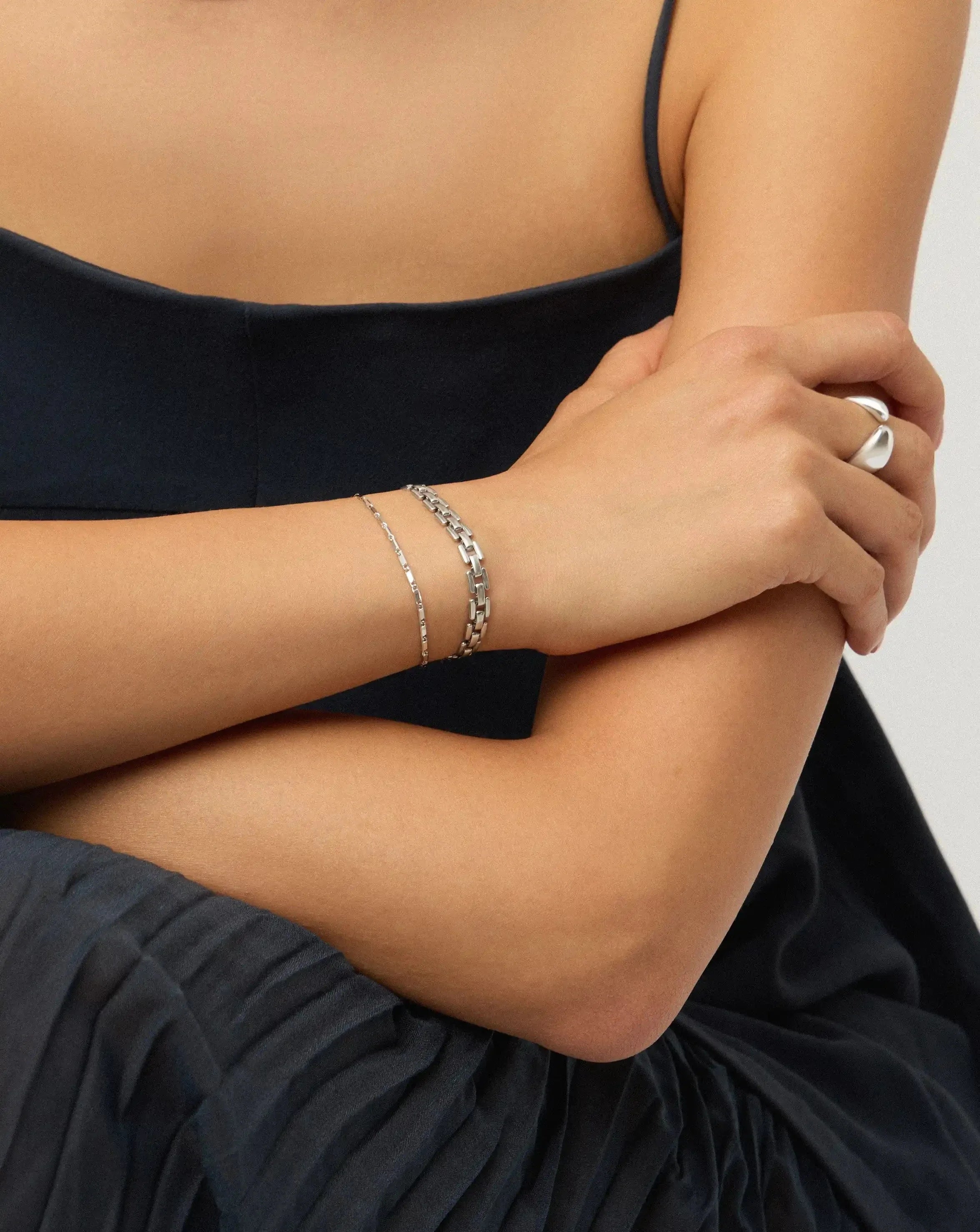 Lucy Williams Horizon & Timepiece Bracelet Set | Sterling Silver/Silver Plated