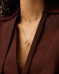 Lucy Williams Horn Necklace & Leaf Charm Choker Set | 18k Gold Plated Vermeil