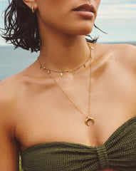 Lucy Williams Horn Necklace & Leaf Charm Choker Set | 18k Gold Plated Vermeil