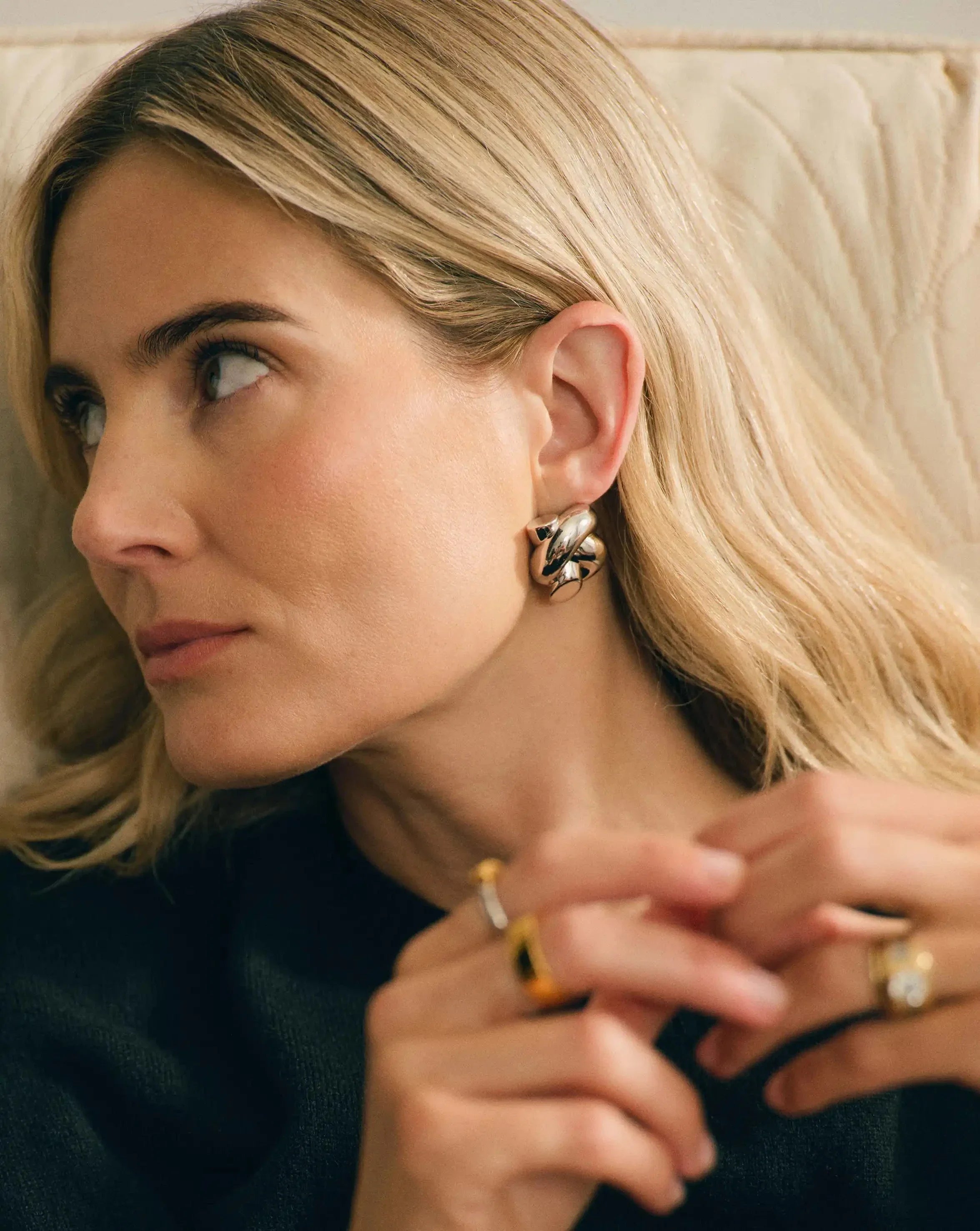 Lucy Williams Knot Oversized Stud Earrings | Silver Plated