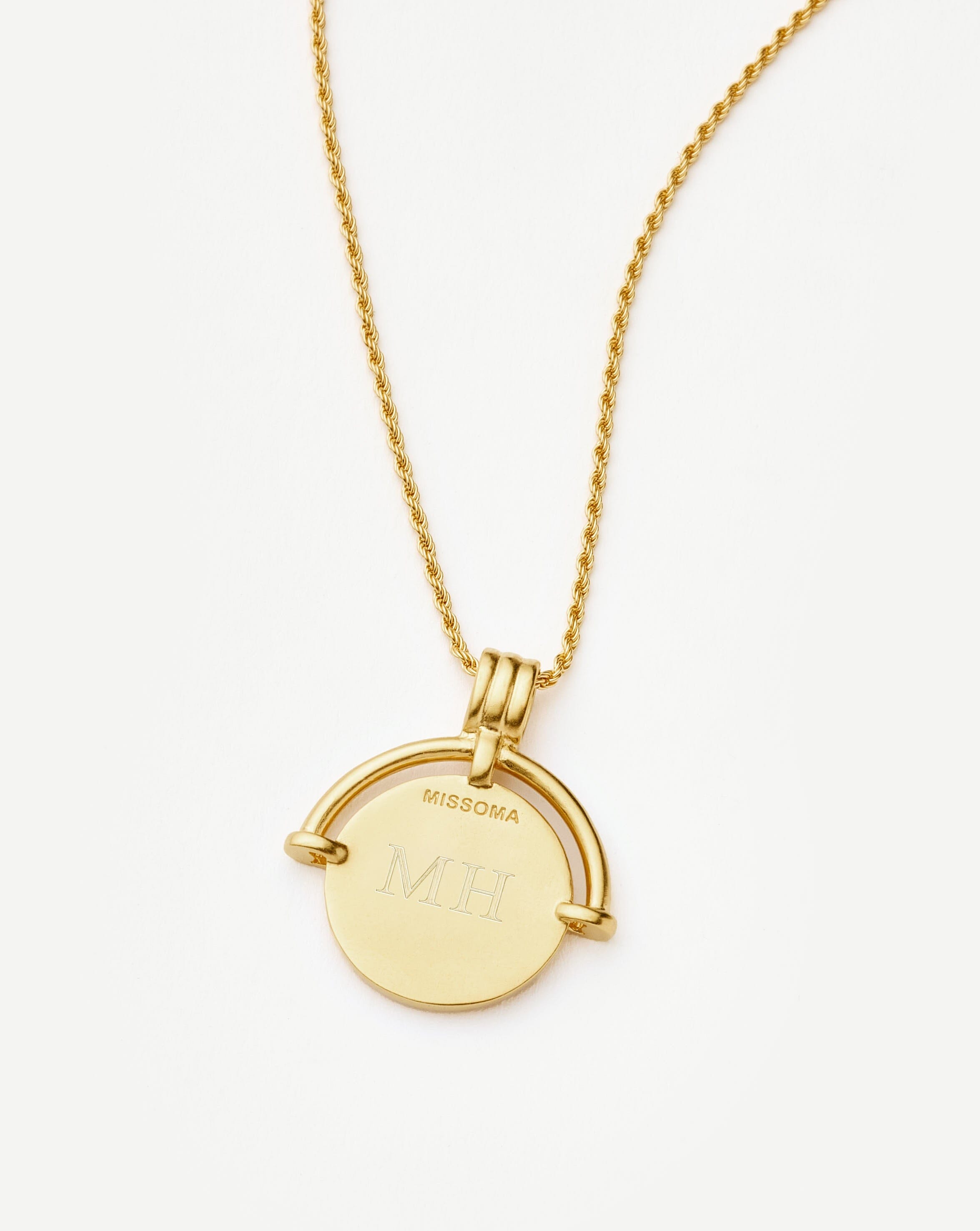 Lucy Williams Medium Engravable Roman Arc Coin Necklace | 18k Gold Plated