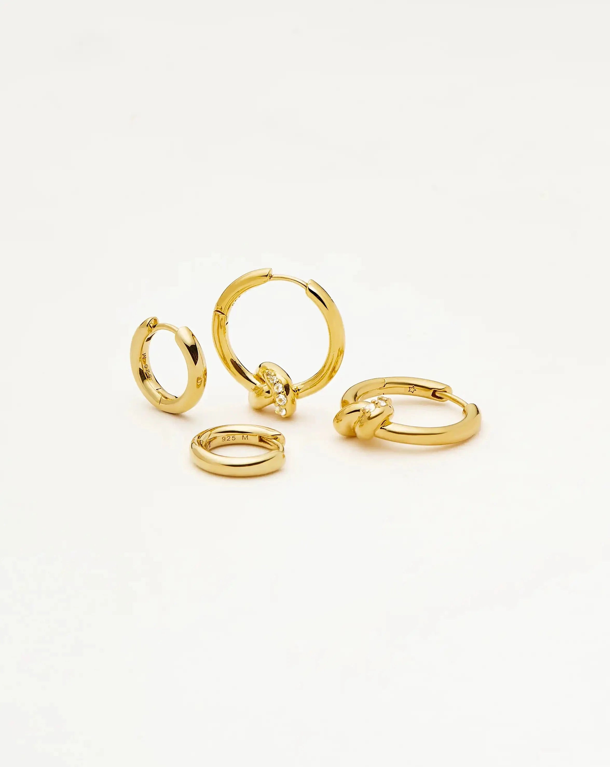 Lucy Williams Pavé Knot & Classic Tunnel Earrings Set | 18k Gold Plated/18k Gold Vermeil