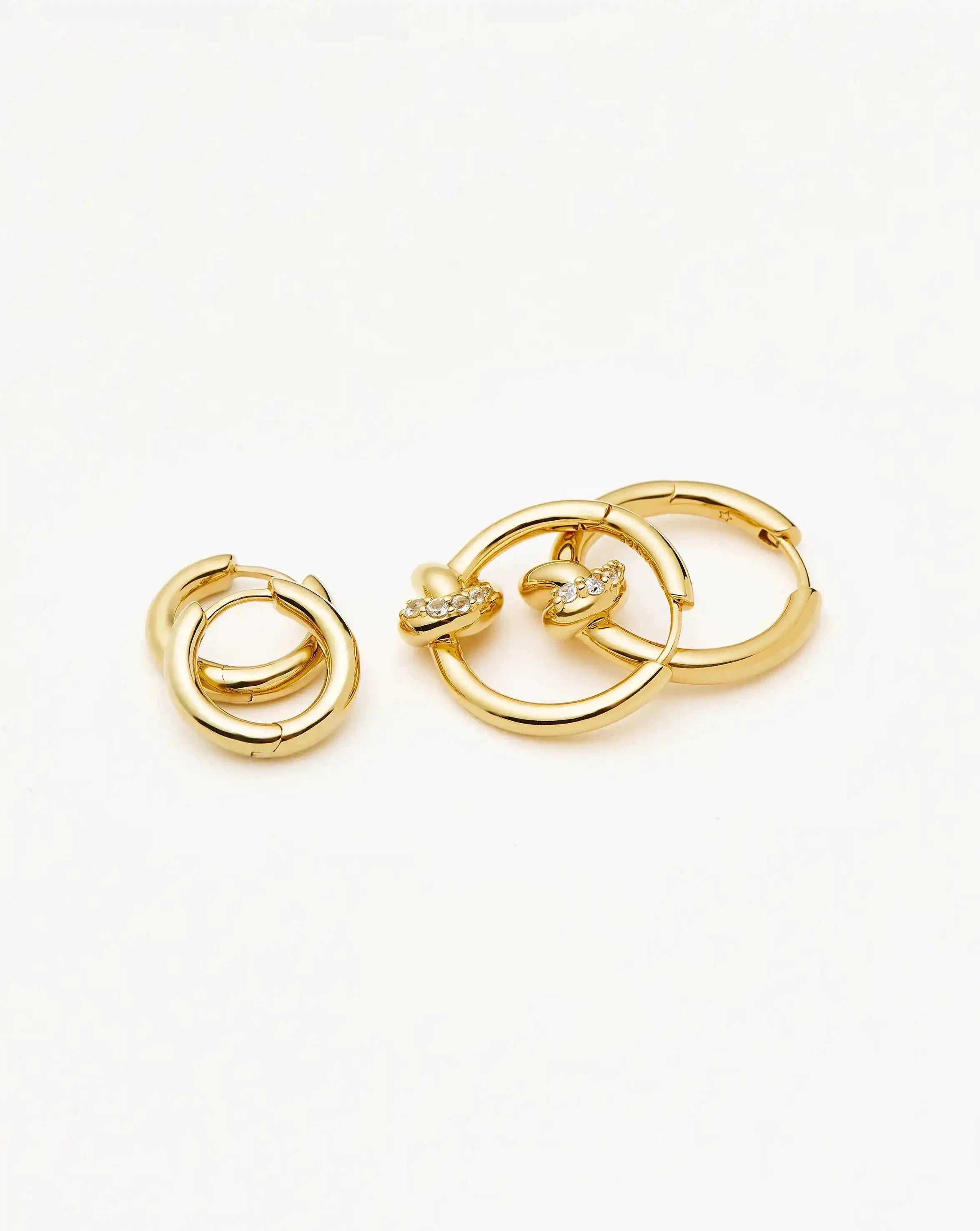 Lucy Williams Pavé Knot & Classic Tunnel Earrings Set | 18k Gold Plated/18k Gold Vermeil