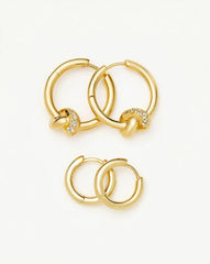 Lucy Williams Pavé Knot & Classic Tunnel Earrings Set | 18k Gold Plated/18k Gold Vermeil