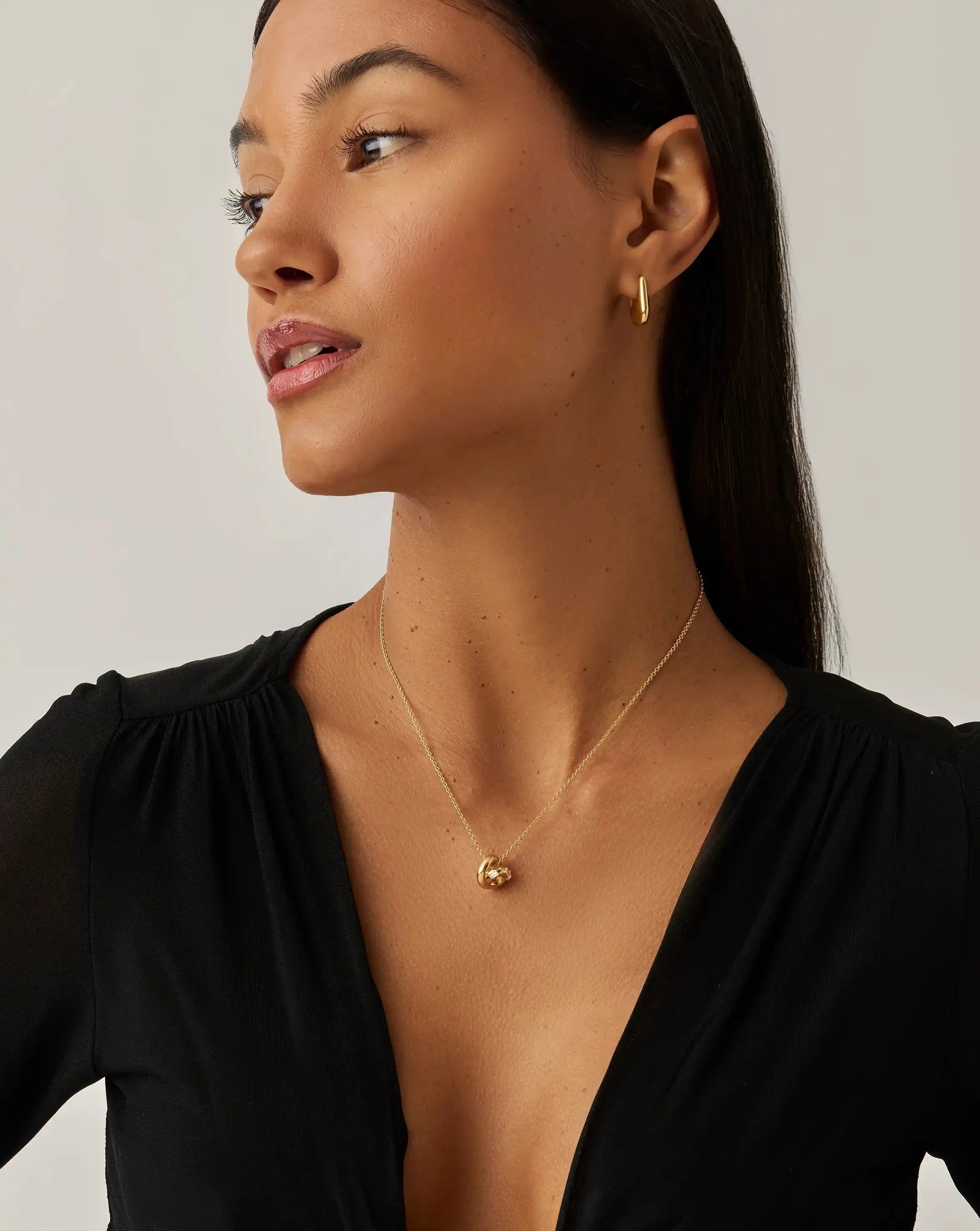 Lucy Williams Pavé Knot Pendant Necklace  | 18k Gold Plated