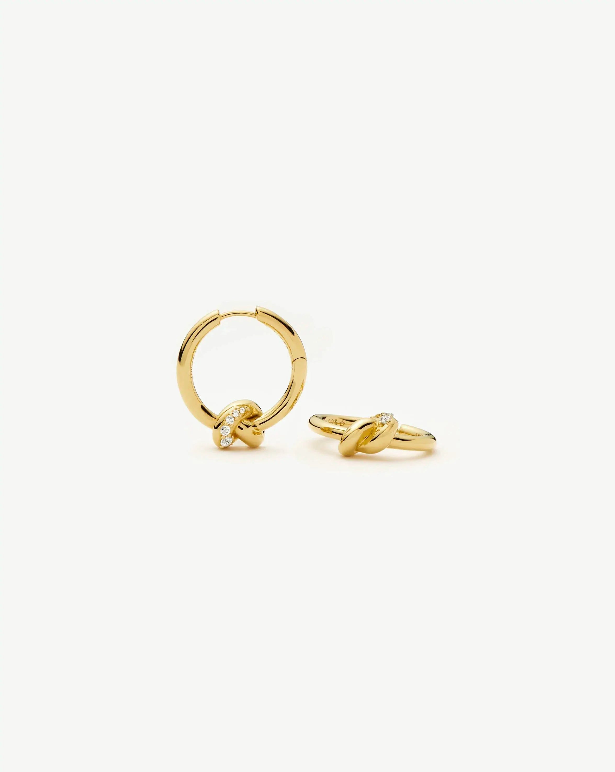 Lucy Williams Pavé Knot Small Hoop Earrings | 18k Gold Plated