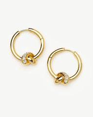 Lucy Williams Pavé Knot Small Hoop Earrings | 18k Gold Plated