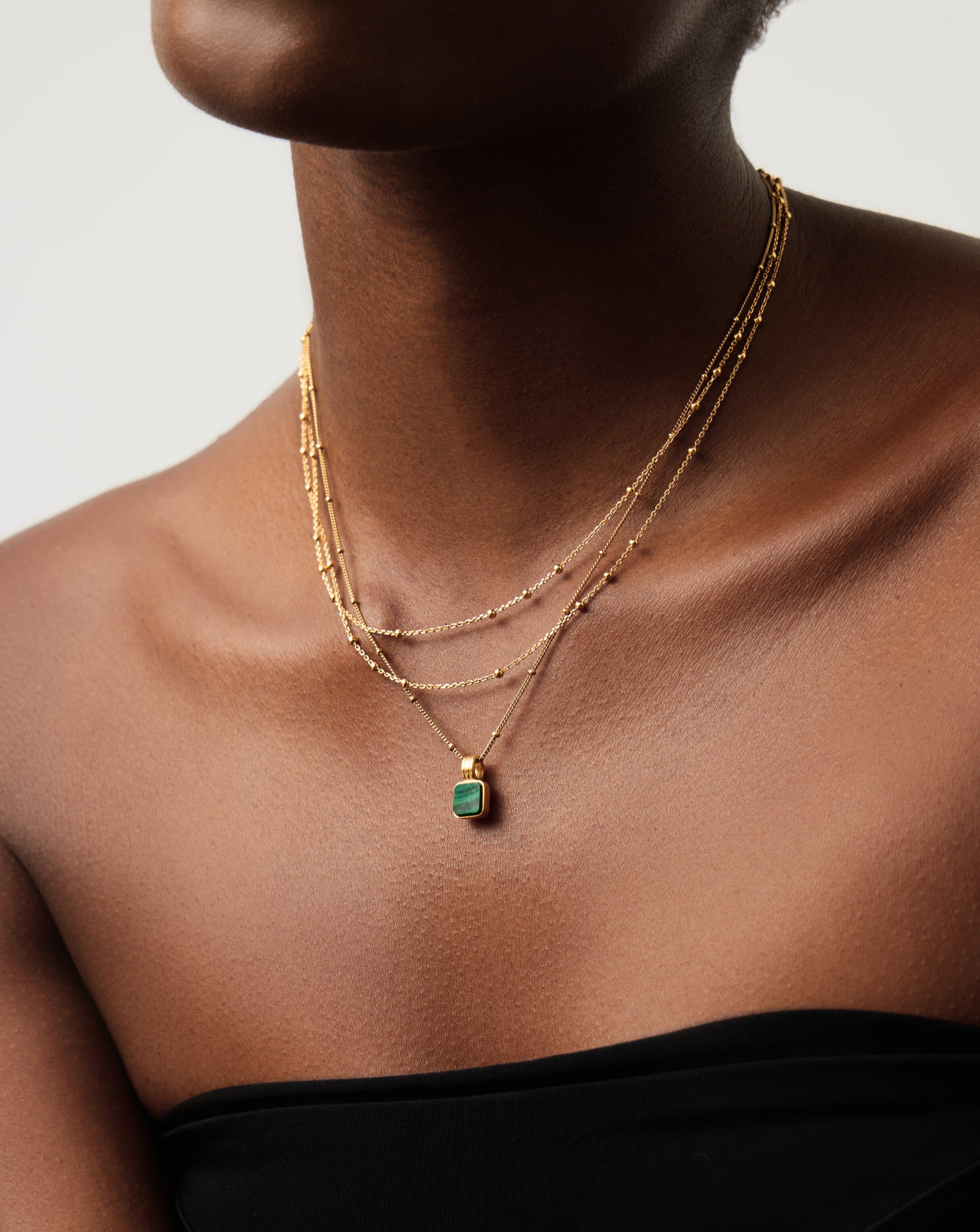 Lucy Williams Square Malachite Necklace | 18k Gold Vermeil/Malachite