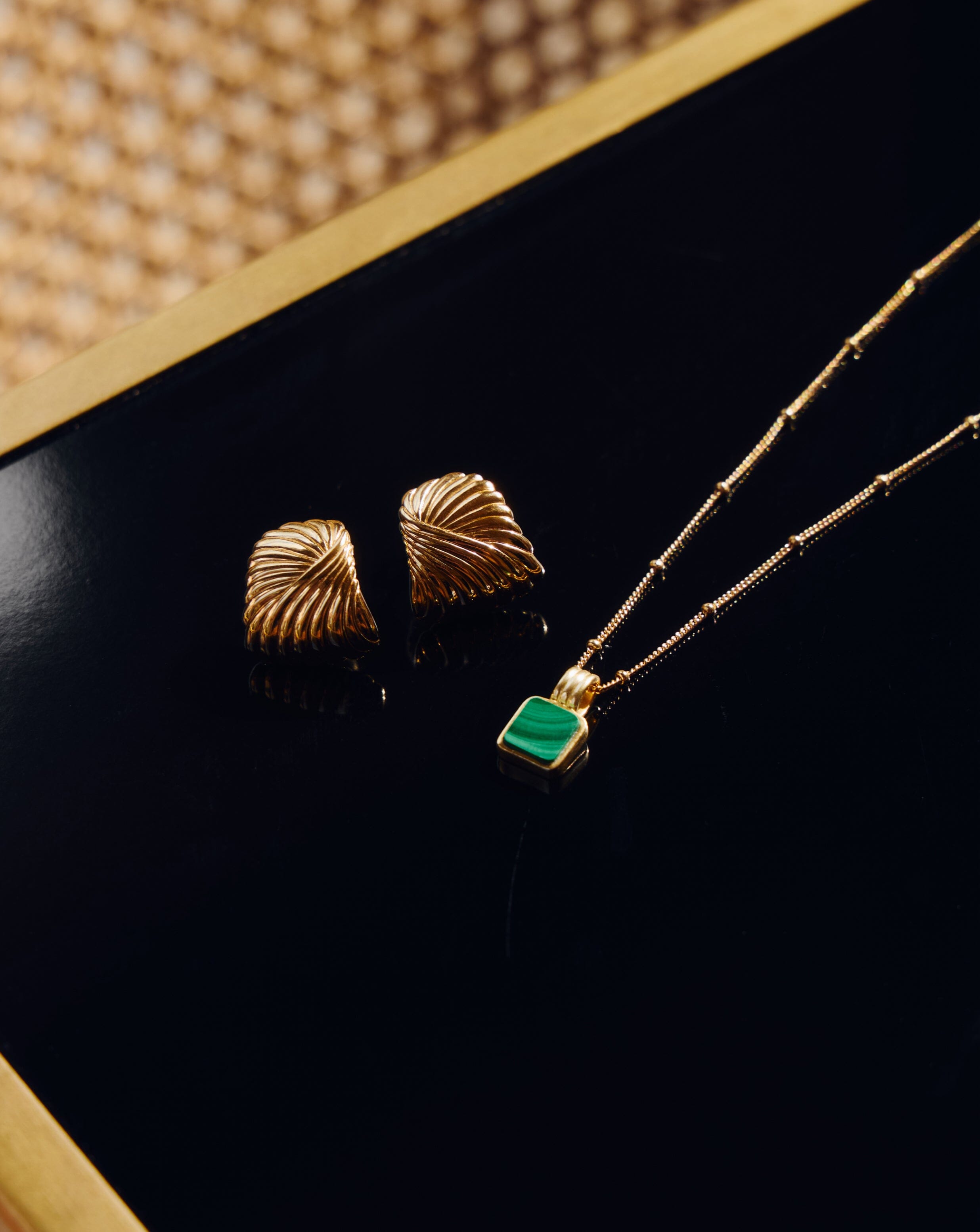 Lucy Williams Square Malachite Necklace | 18k Gold Vermeil/Malachite